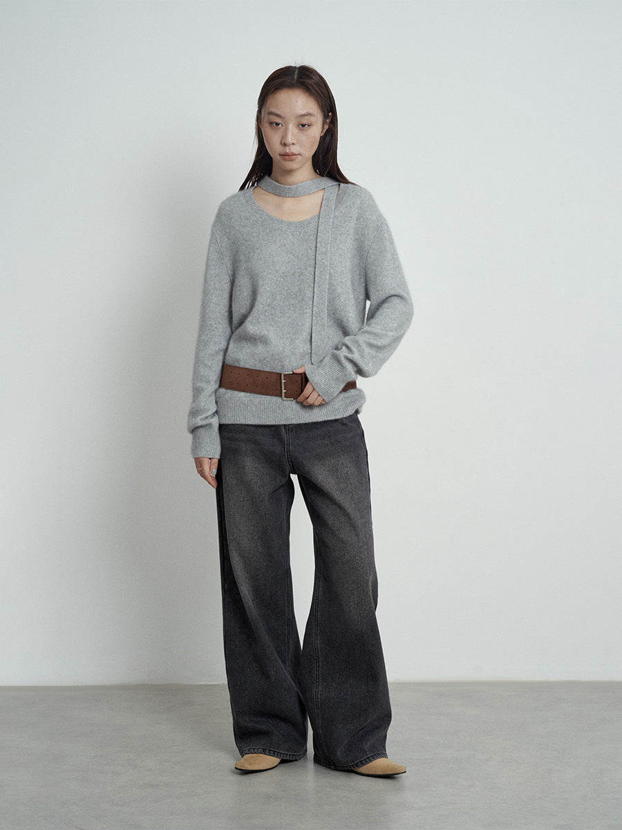 High-Rise Casual Straight-Leg Washed Jeans