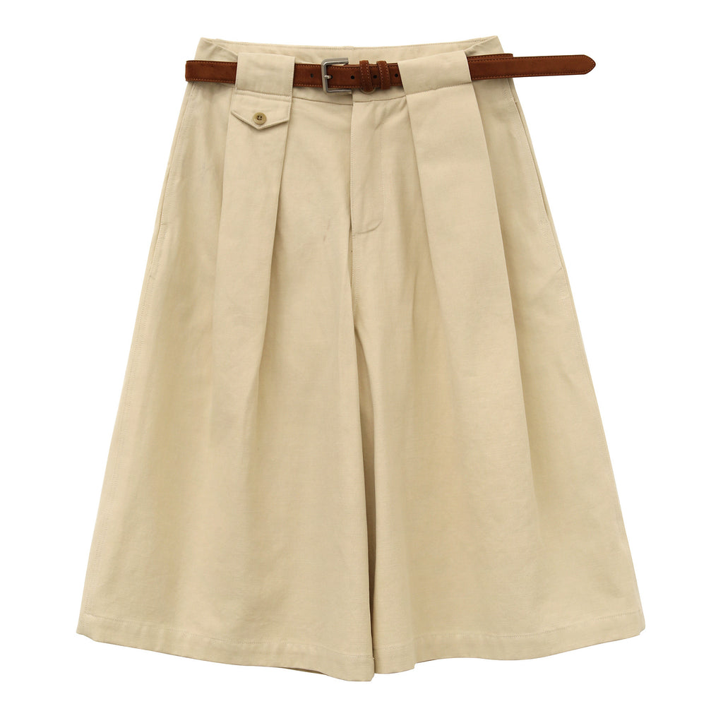 Pleated Wide-Leg Baggy Dress Shorts