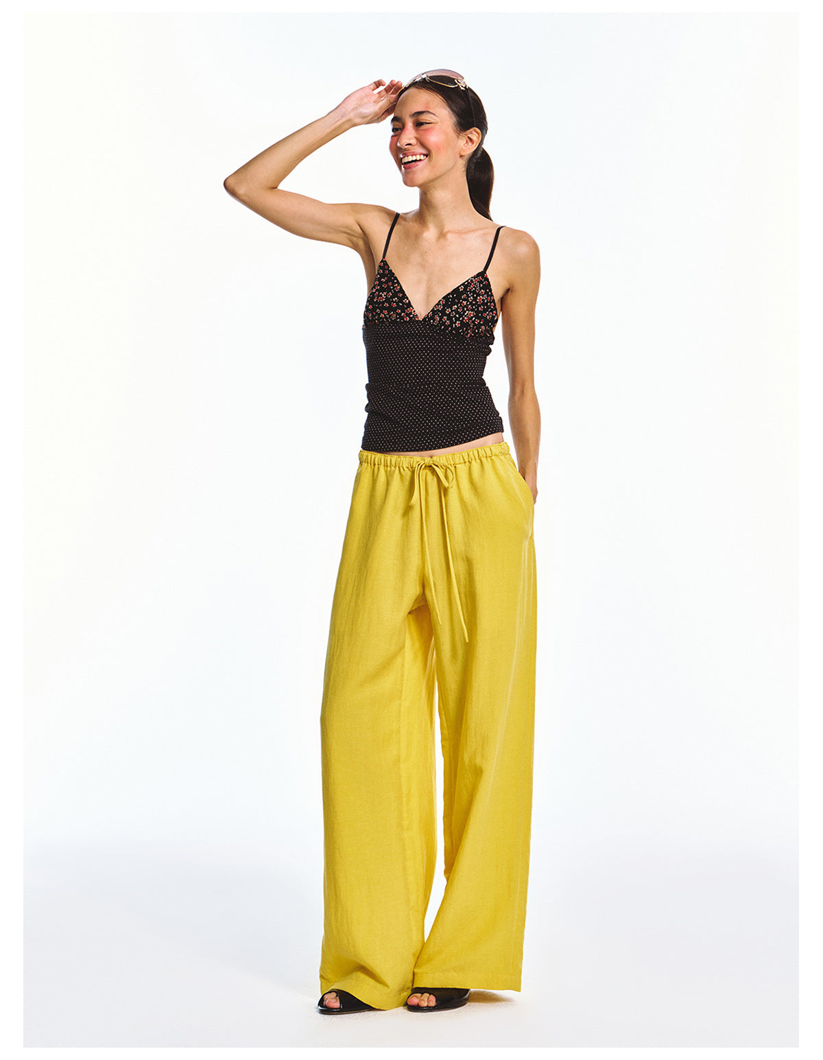 Solid Color Straight-leg Elastic Waist Casual Pants