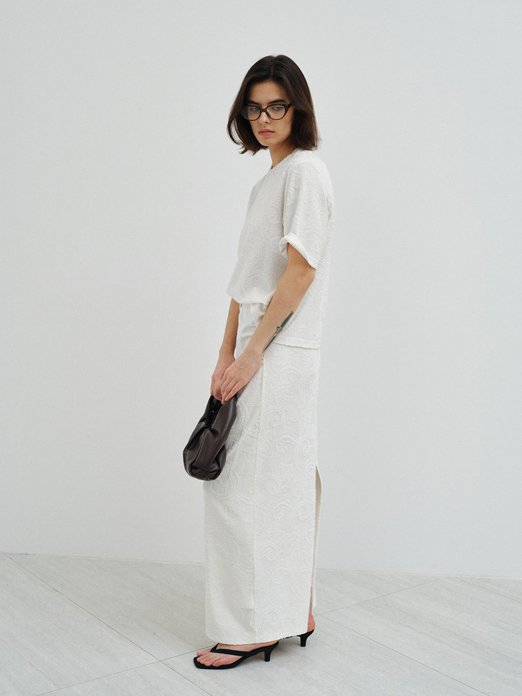 Paisley Jacquard Embroidered Maxi Skirt
