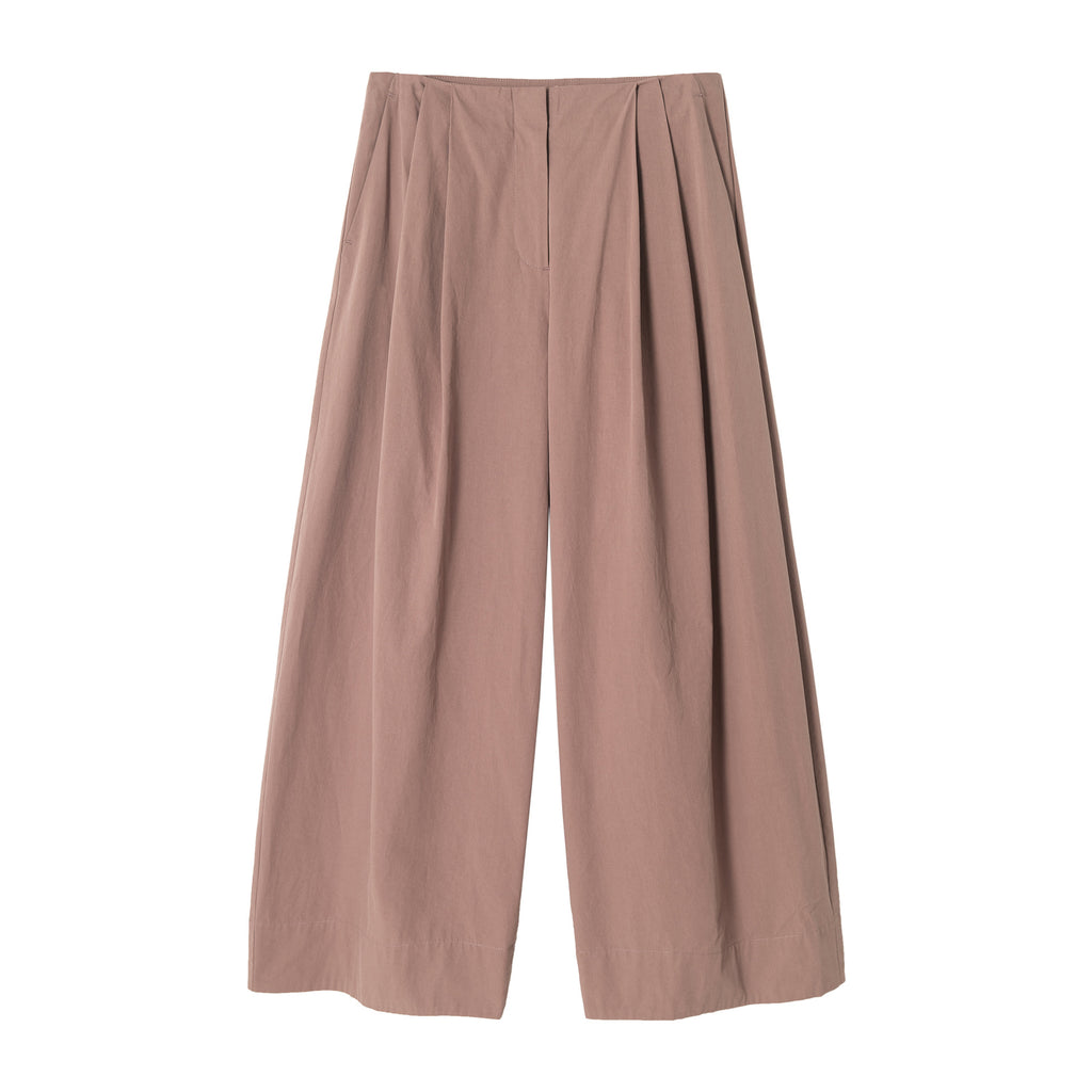 Cotton Brushed Triple Pleated Wide-leg Baggy Pants