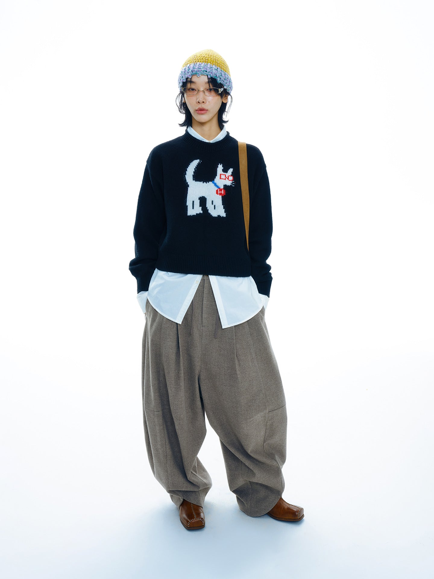 Thick Wool Baggy Low-waist Pants