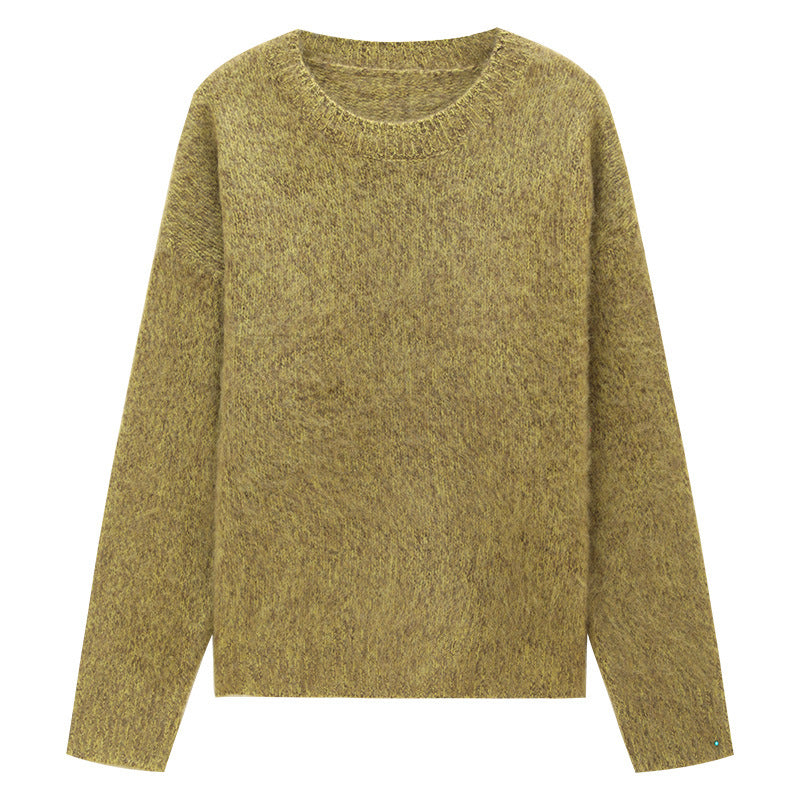 Soft-Fuzz Knit Long Sleeve Crewneck Sweater