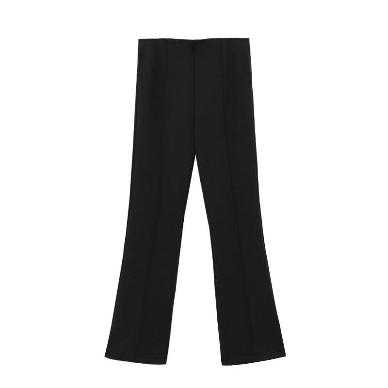 Elastic Waist Slim Flared Casual Pants