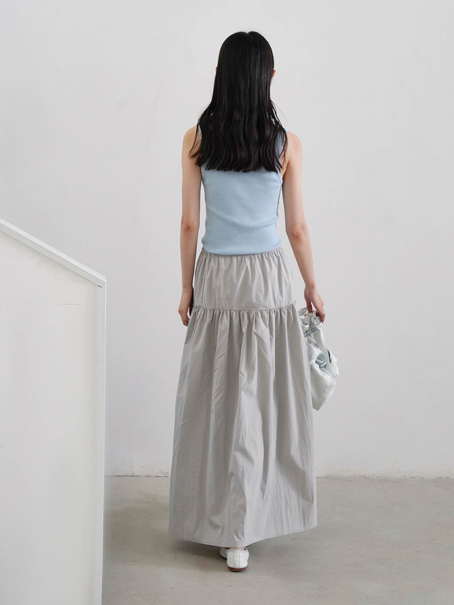 Pleated Simple Style Maxi Skirt