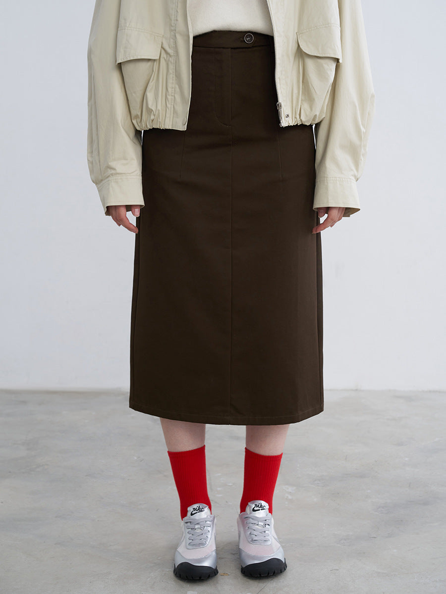 High-Rise Tailored Straight Midi Skirt