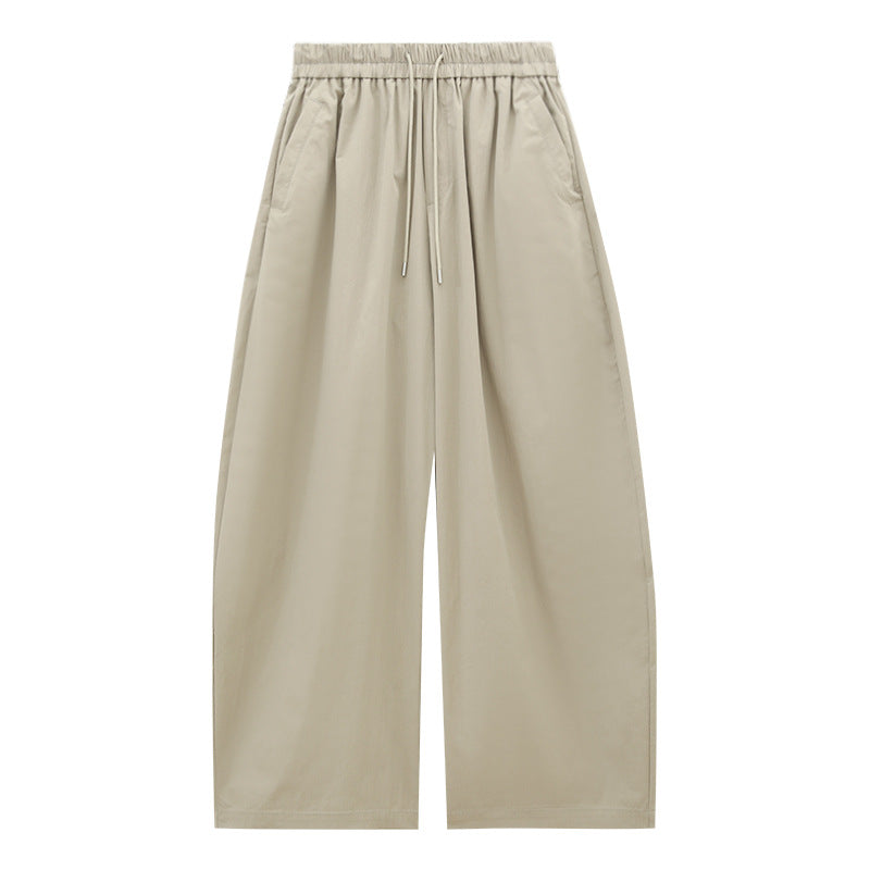 Drawstring Elastic Waist Barrel Pants