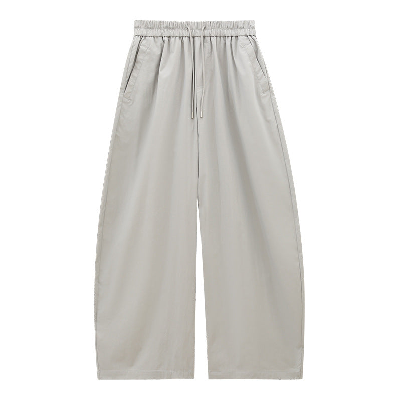 Drawstring Elastic Waist Barrel Pants