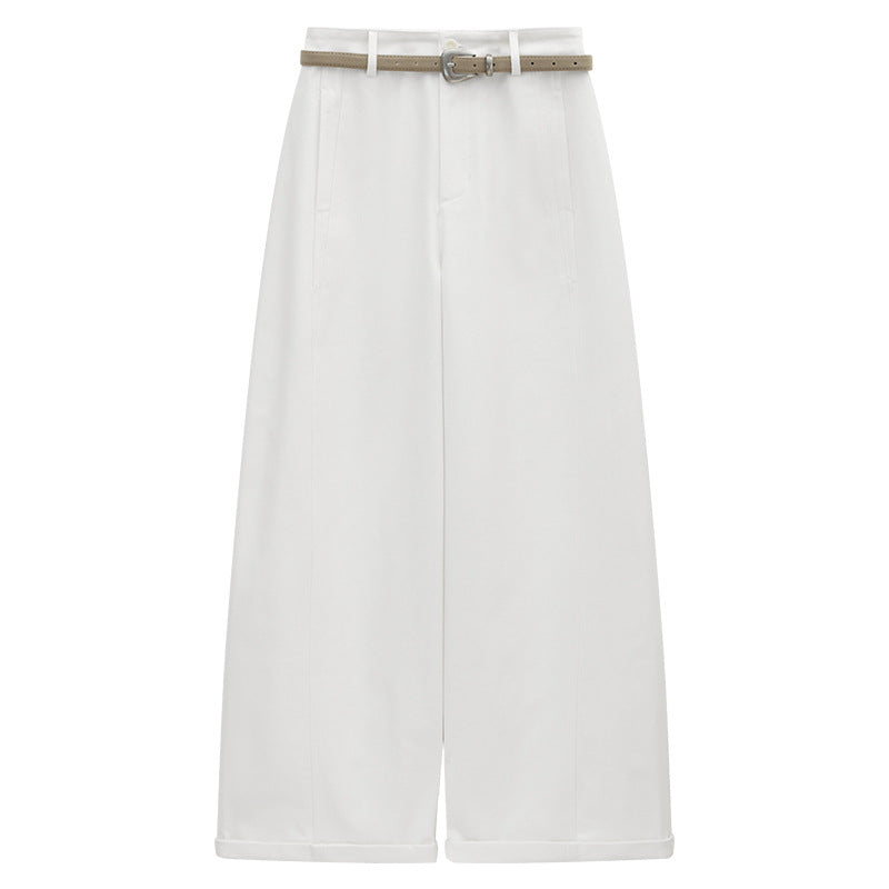 Elegant Combed Cotton Versatile Straight-Leg Pants