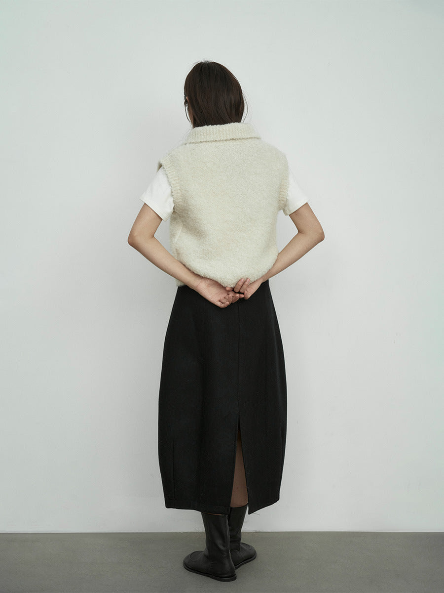 Wool Bud Versatile Midi Skirt