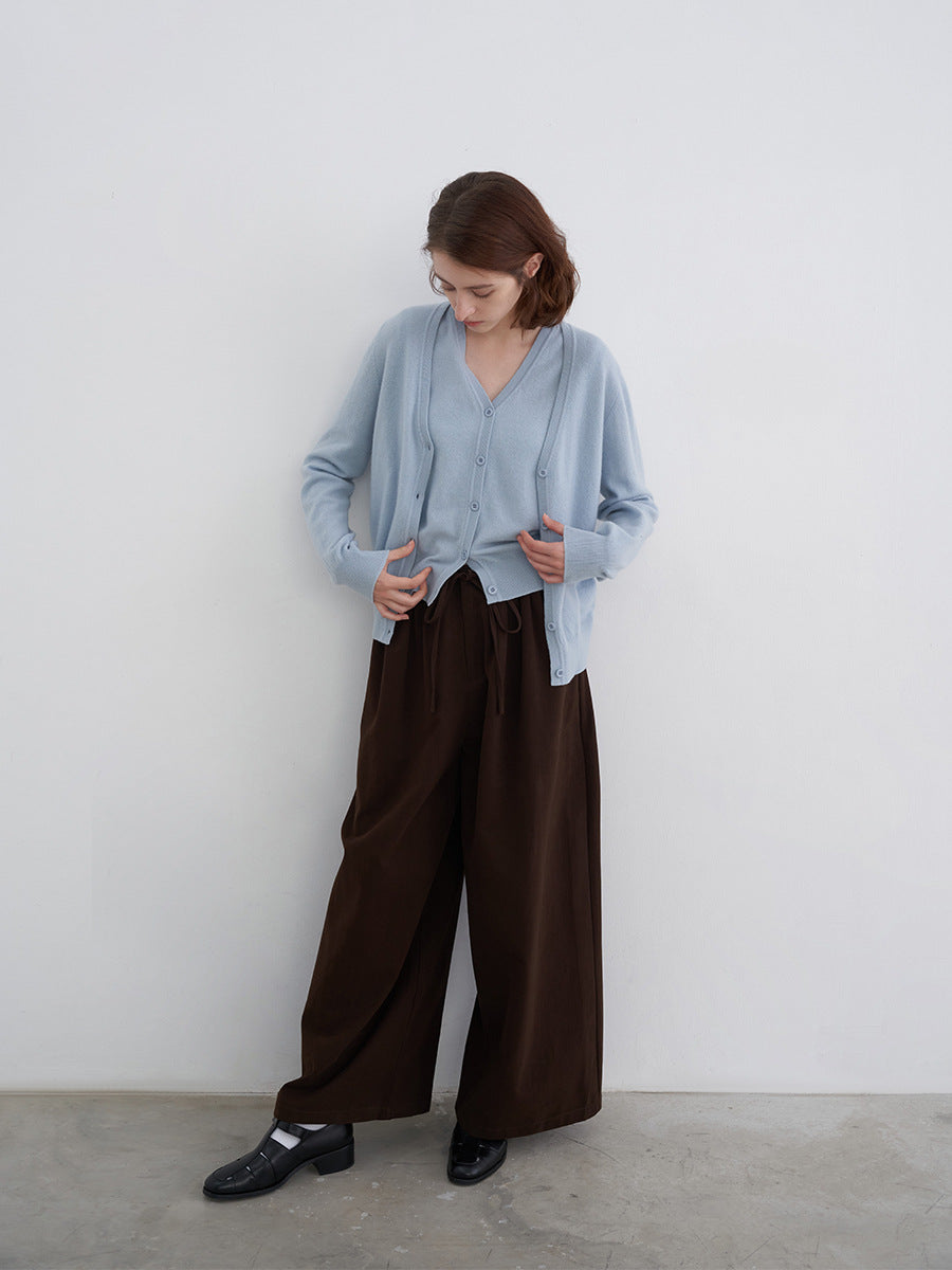 High-Waist Wide-Leg Casual Pants