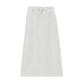 Pure Cotton Elastic Waist Slit Casual Midi Skirt