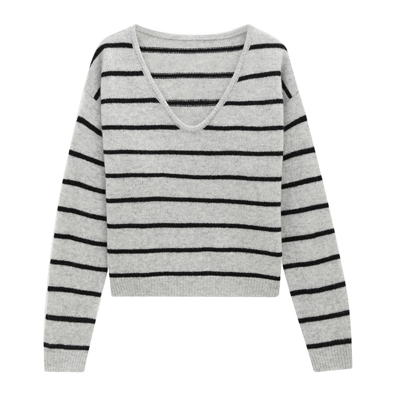Striped Minimalist Wool Pullover Sweater