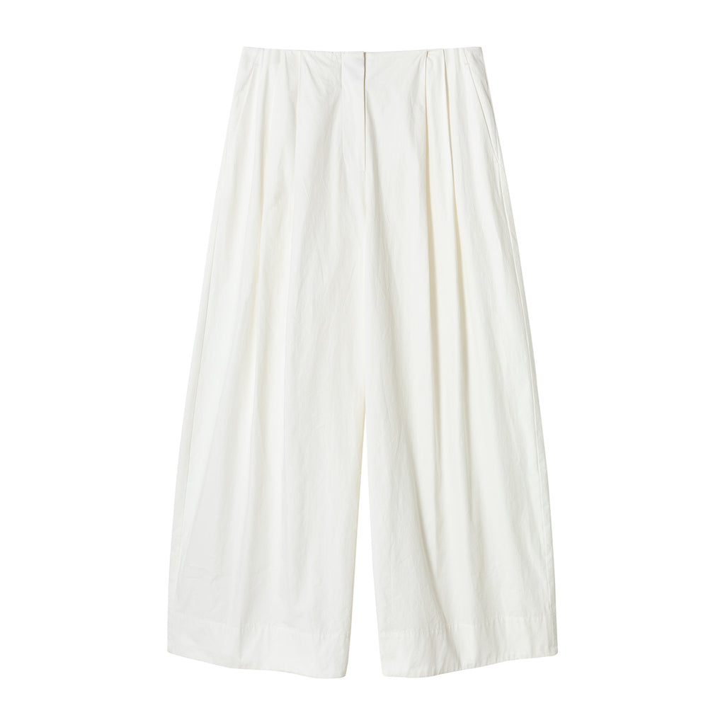 Cotton Brushed Triple Pleated Wide-leg Baggy Pants