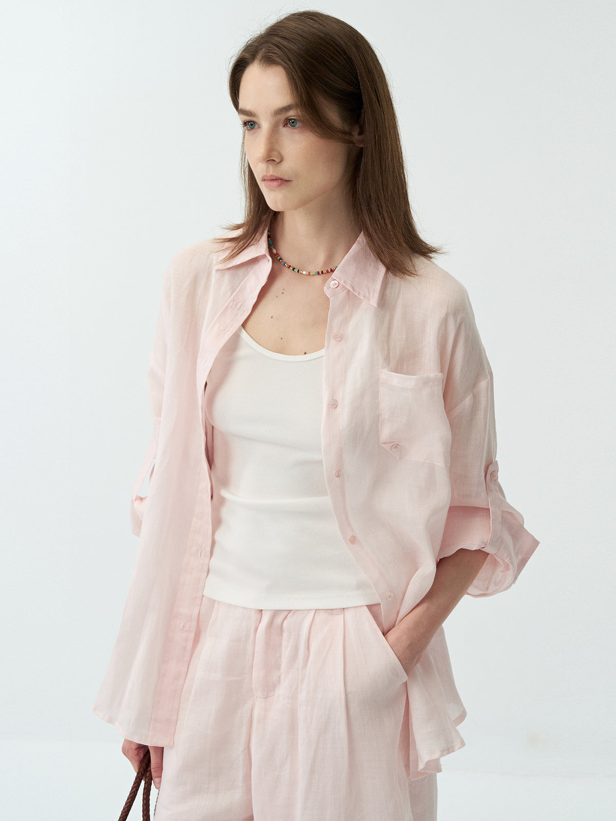 Butterfly Twisted Hollow Back Sheer Linen Shirt
