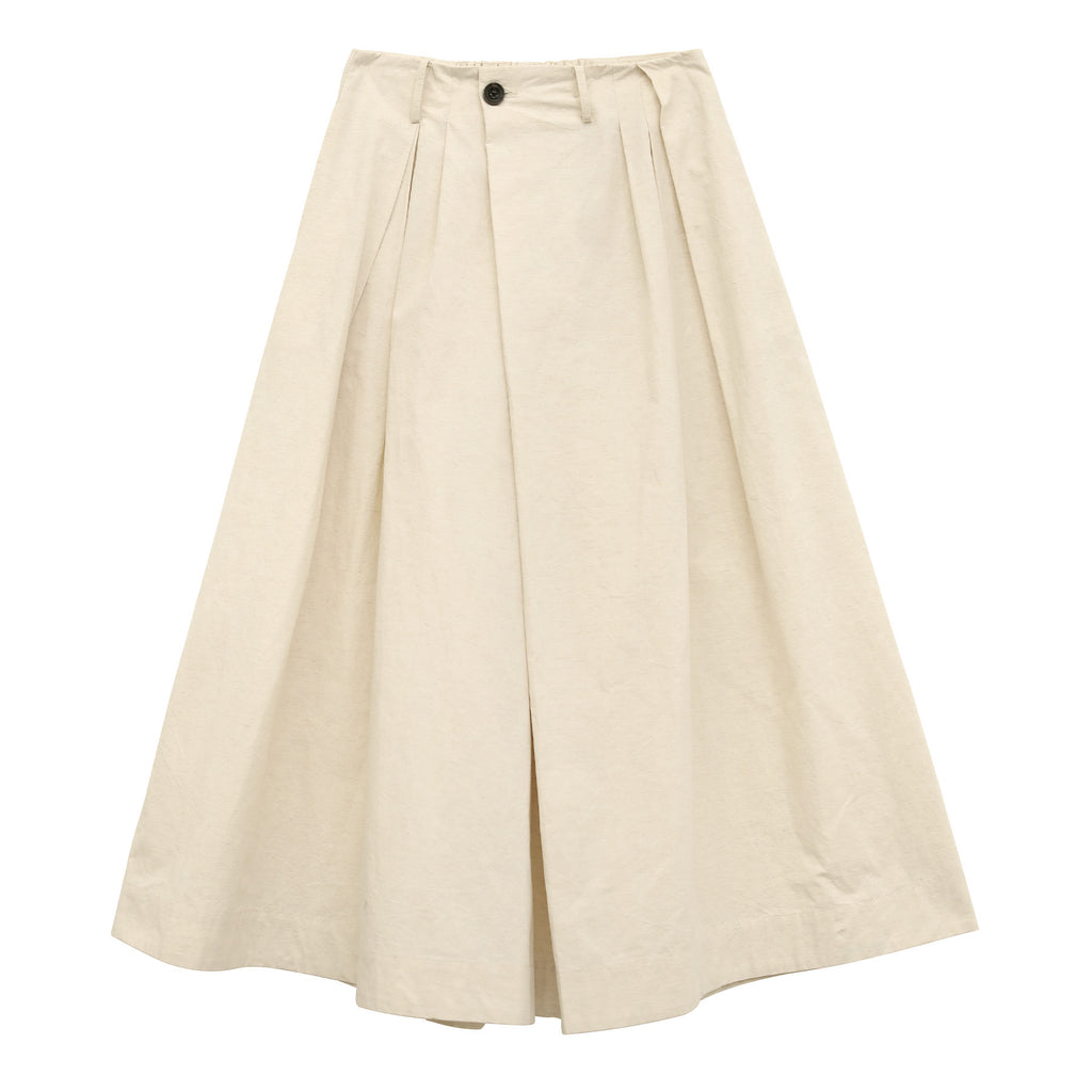 Cotton and Linen Mid-length A-Line Culottes Pants