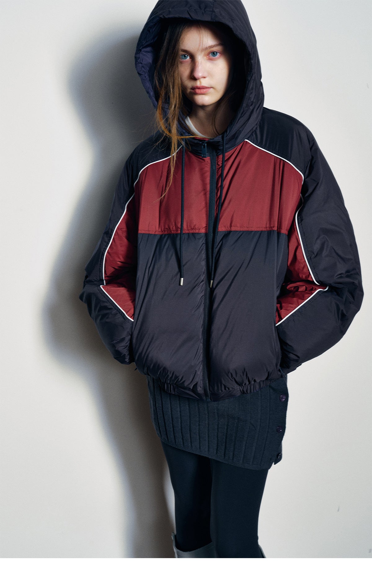 Retro Sports Contrast Duck Down Jacket
