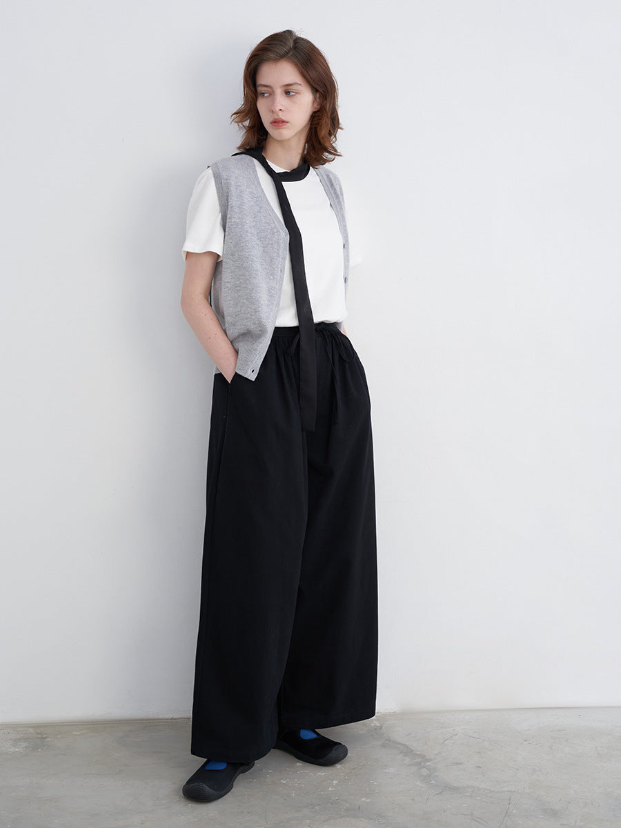 High-Waist Wide-Leg Casual Pants