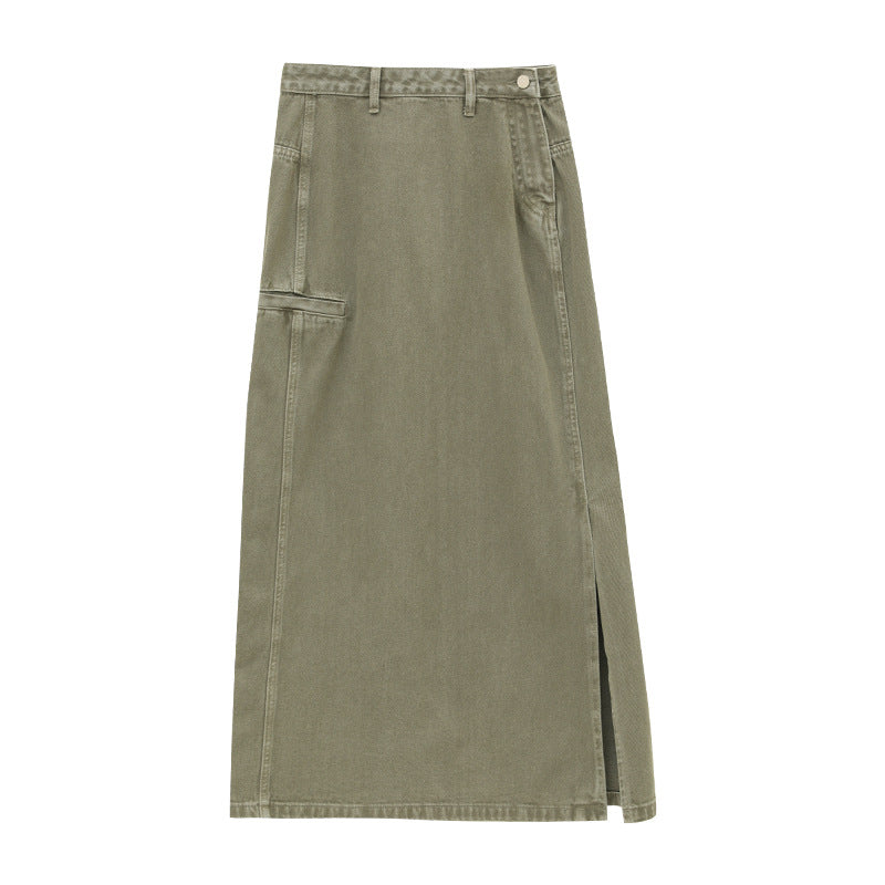 High Waist Utility Column Maxi Skirt