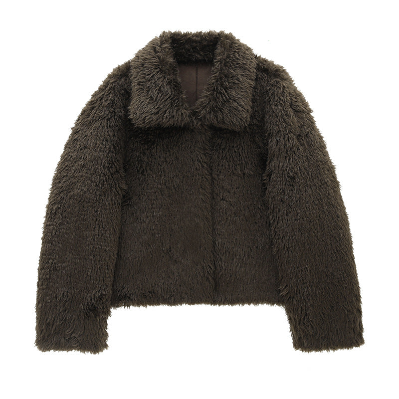 Cropped Faux Fur Fluffy Jacket
