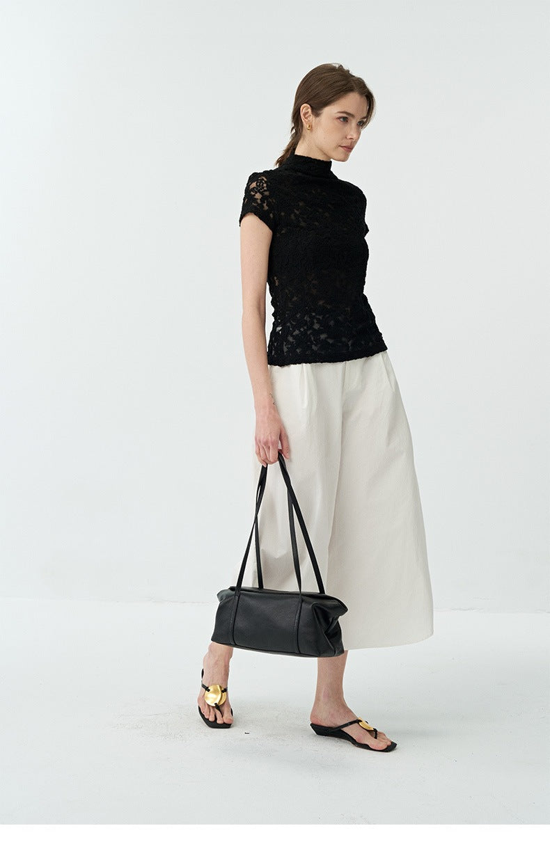 Minimalist Curved Pleated Lightweight Breathable Wide-leg Pants