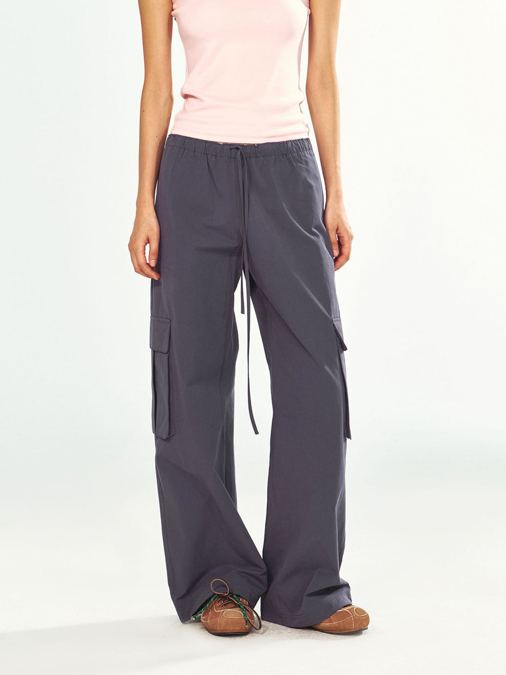 Straight-leg Slimming Drawstring Work Pants