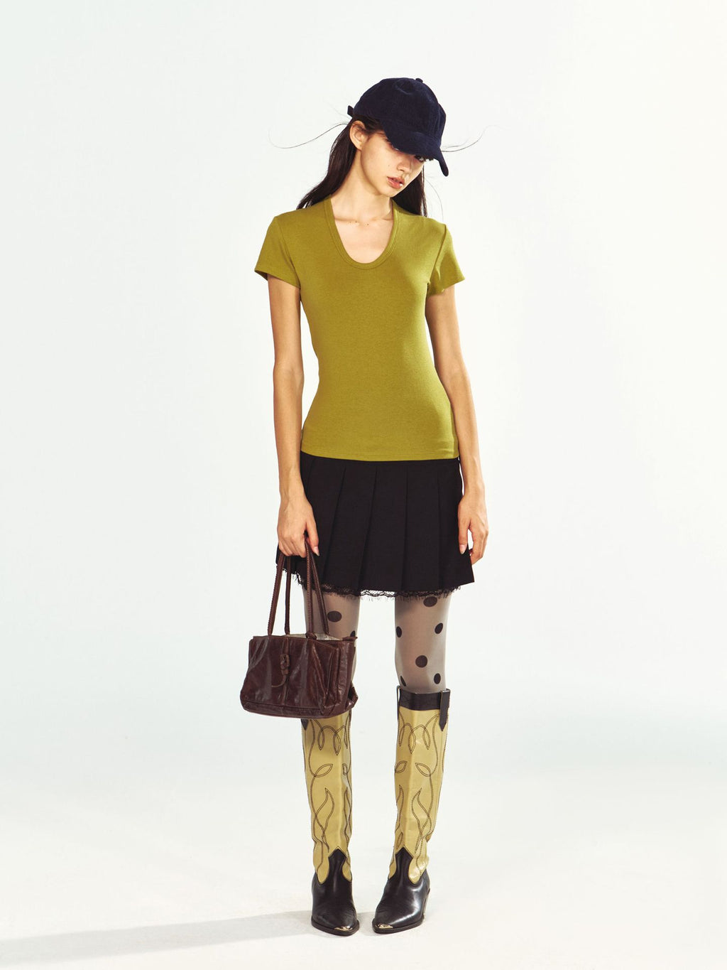 Stretchy Skin-Friendly U-Neck Slim T-Shirt