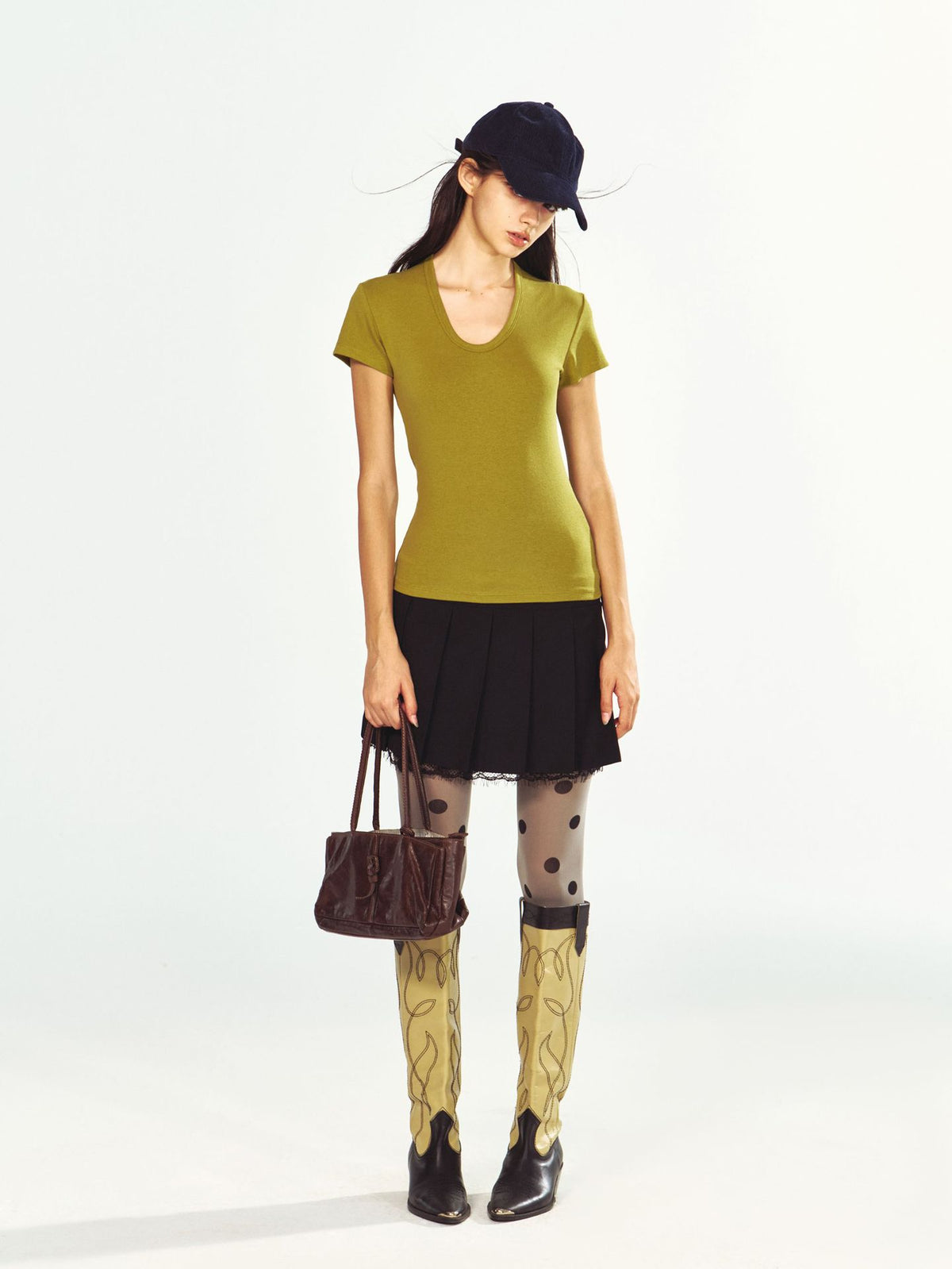 Stretchy Skin-Friendly U-Neck Slim T-Shirt