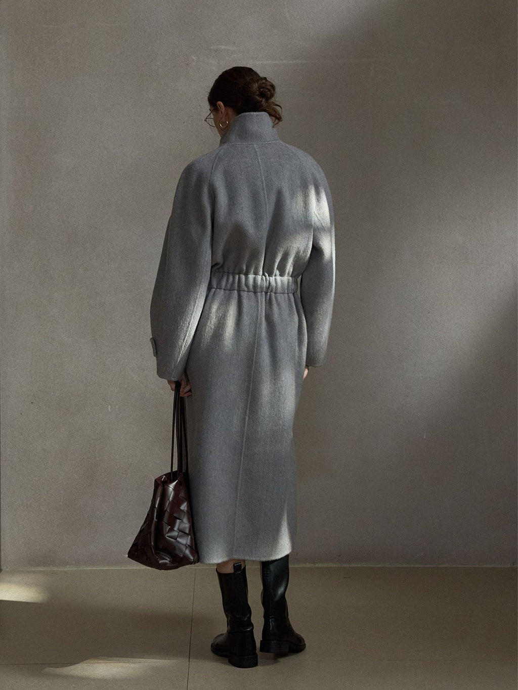 Stand Collar Double-breasted Wool Coat
