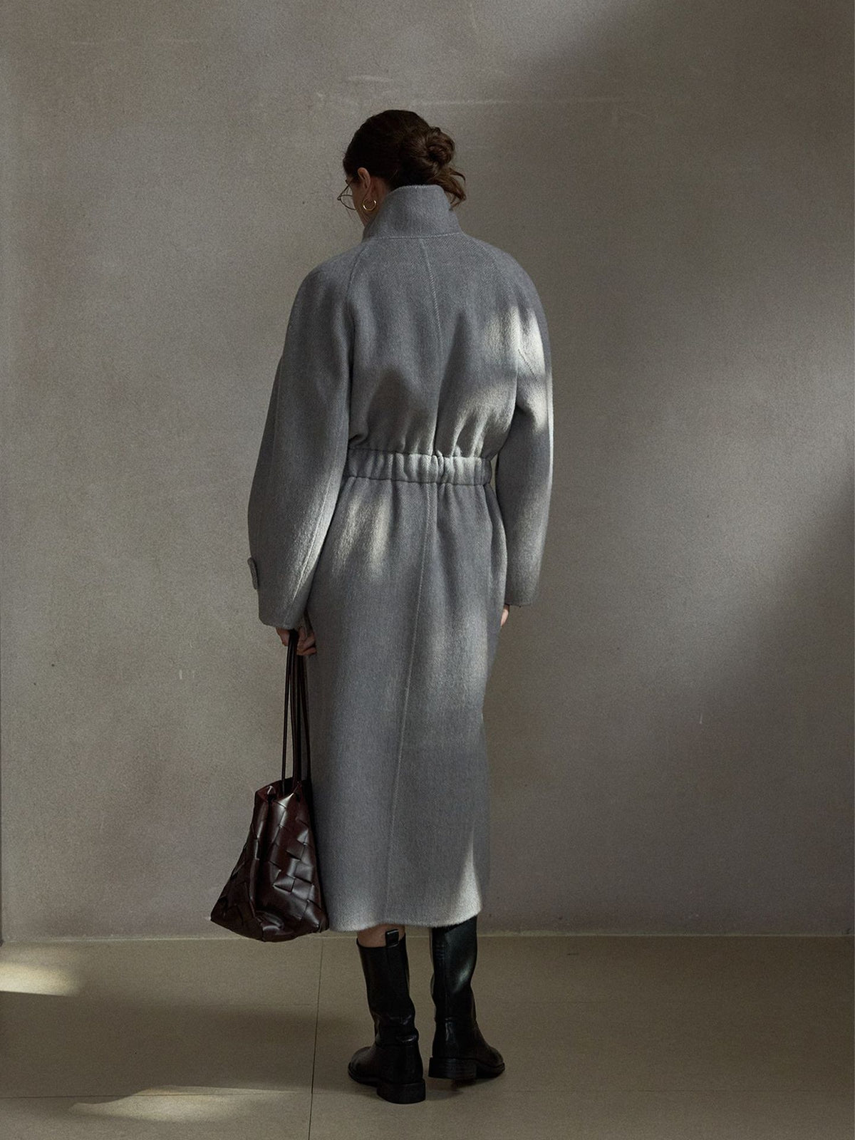 Stand Collar Double-breasted Wool Coat