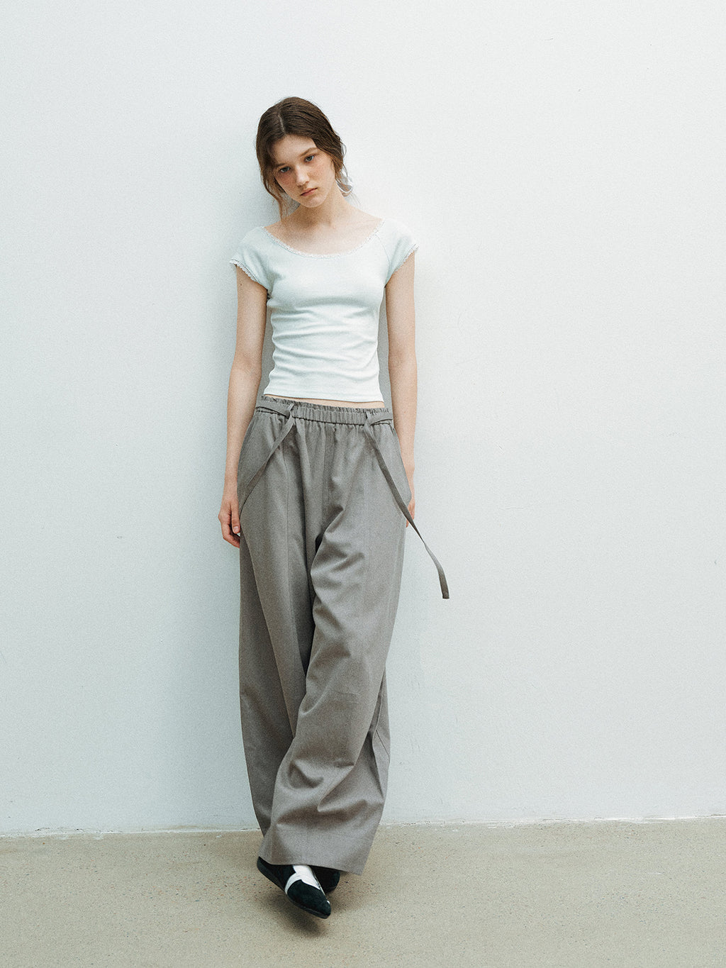 High-Waist Tie Relaxed Lantern Pants