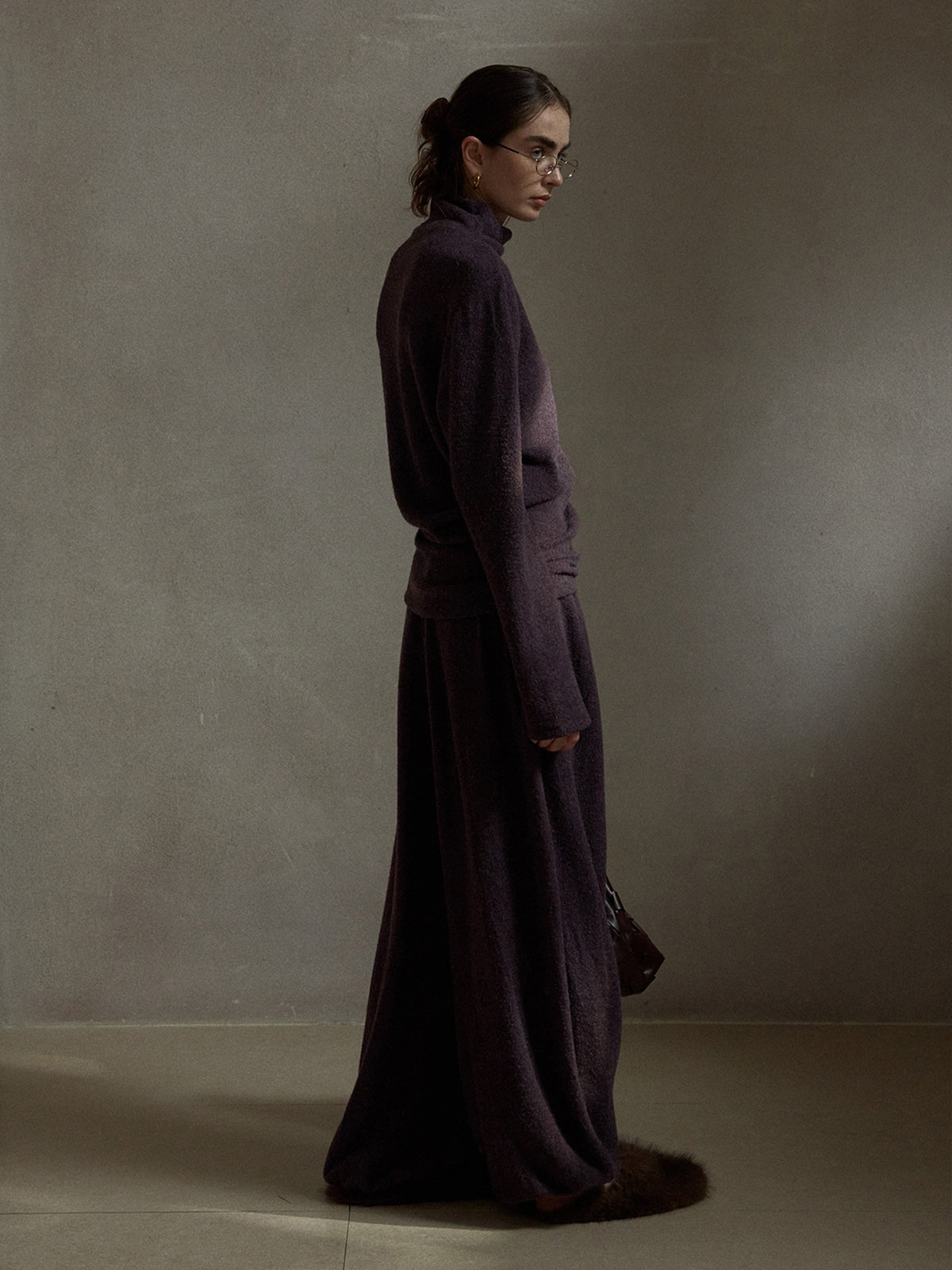 Asymmetrical Drawstring Waistband Soft Textured Wide-Leg Pants