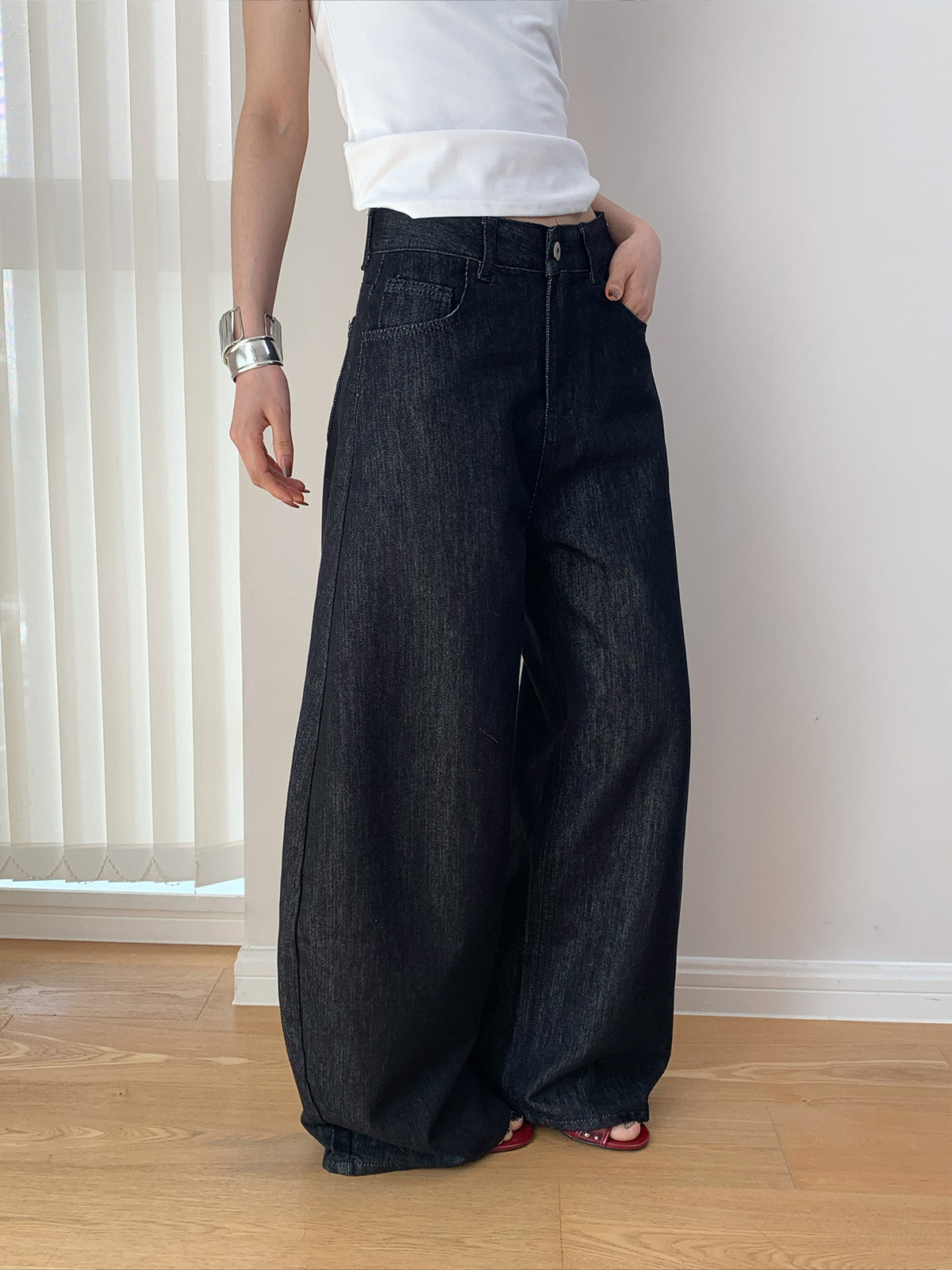 Wide-Leg Casual Long Baggy Jeans