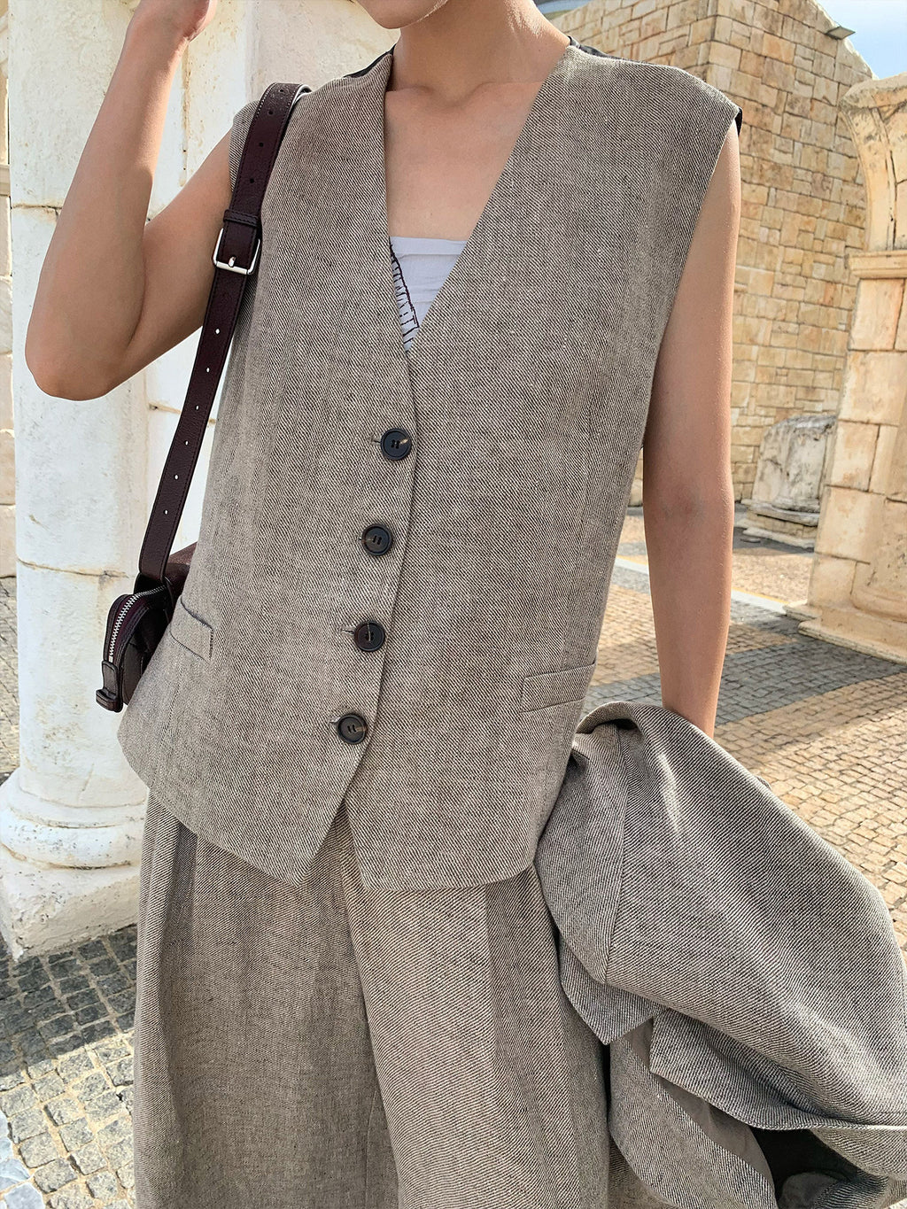 Women's Linen Suit Vest