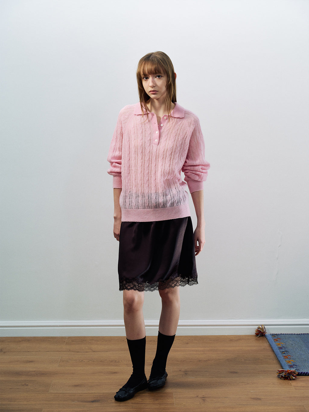 Casual Polo Collar Long Sleeve Wool Sweater