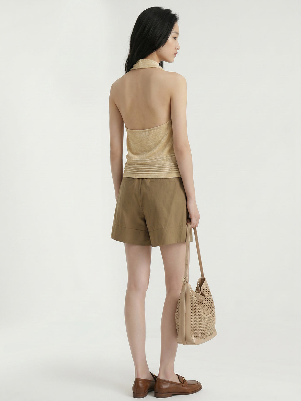 Halter Neck Swing Collar Camisole Backless Slim Fit Breathable Sleeveless Shirt