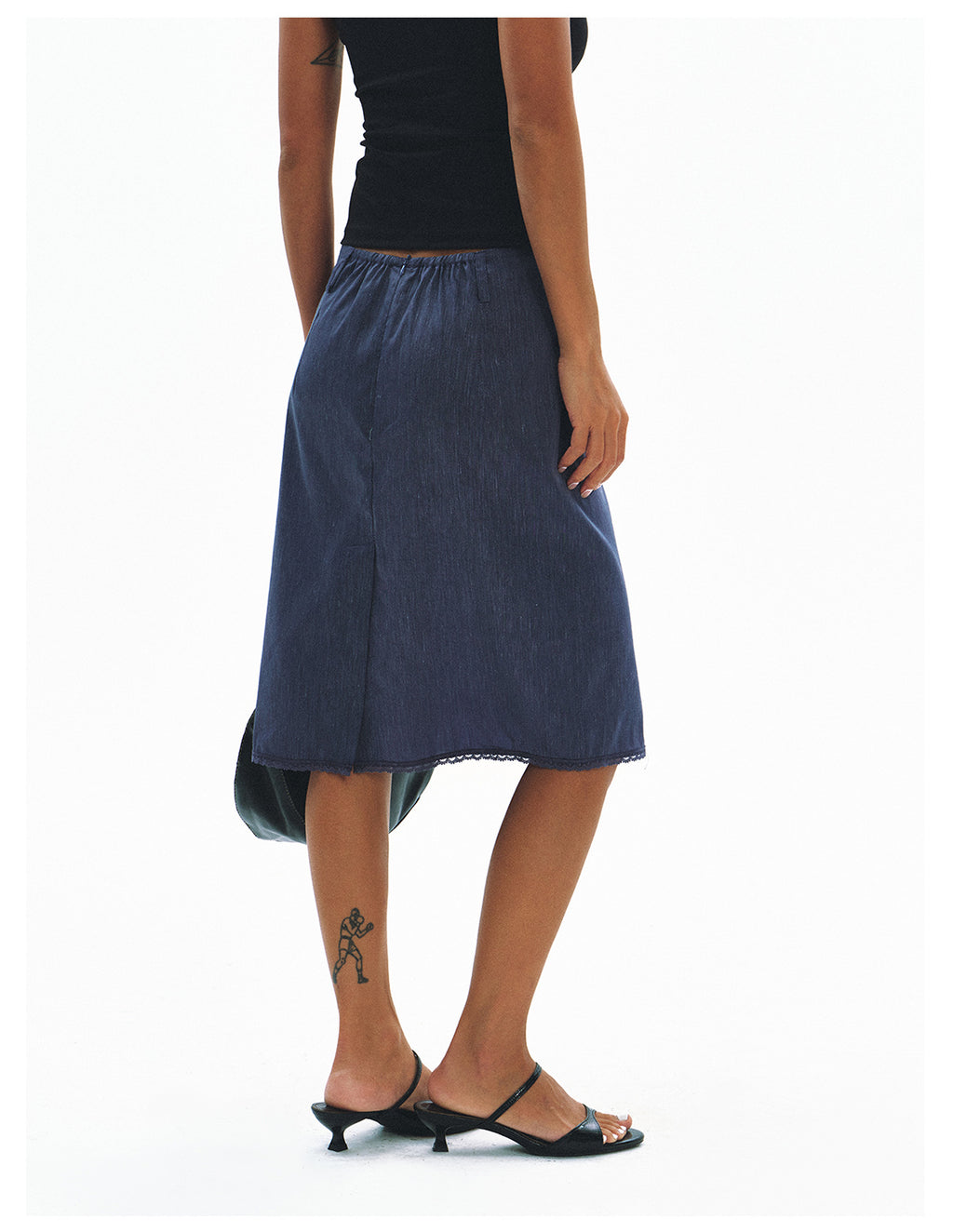 Linen Silk Straight Midi Skirt
