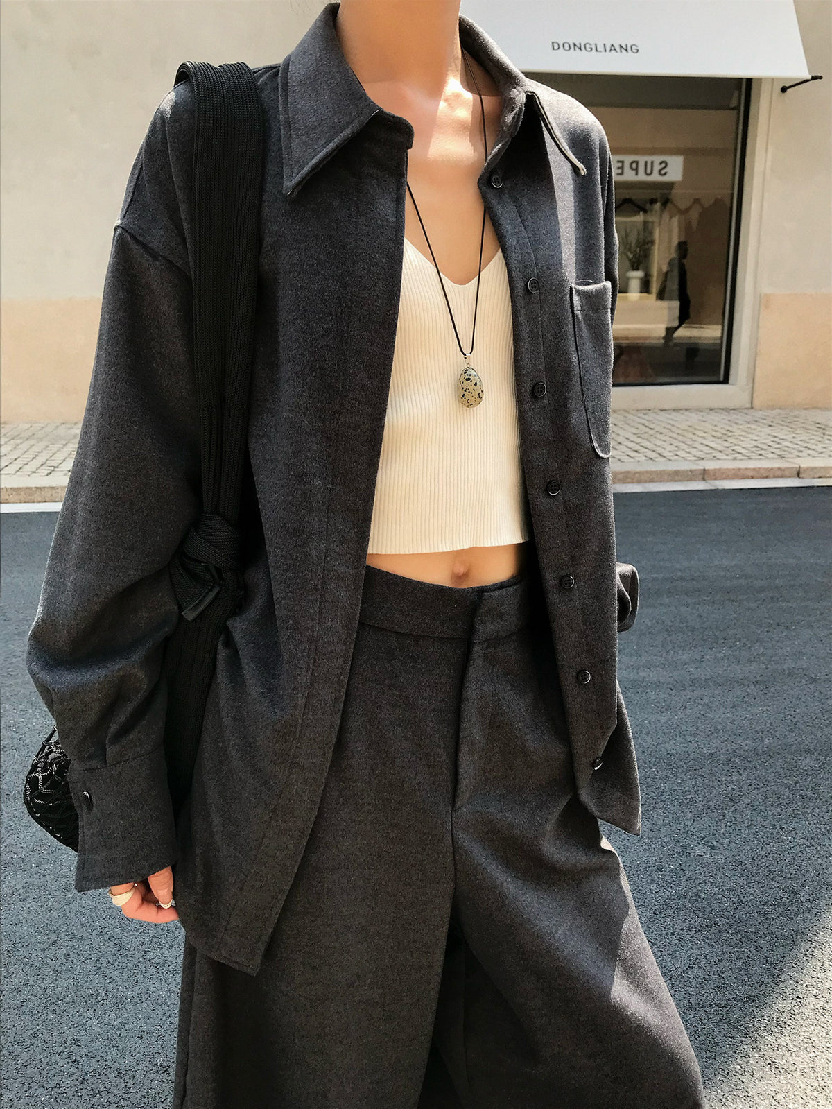 Mid-length Solid Color Elegant Shirt
