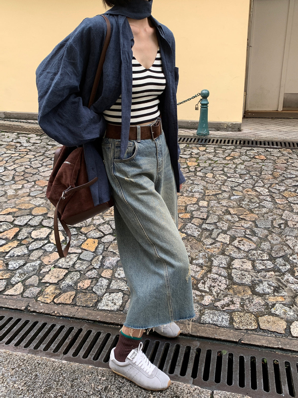 Distressed Wide Leg Baggy Long Jorts