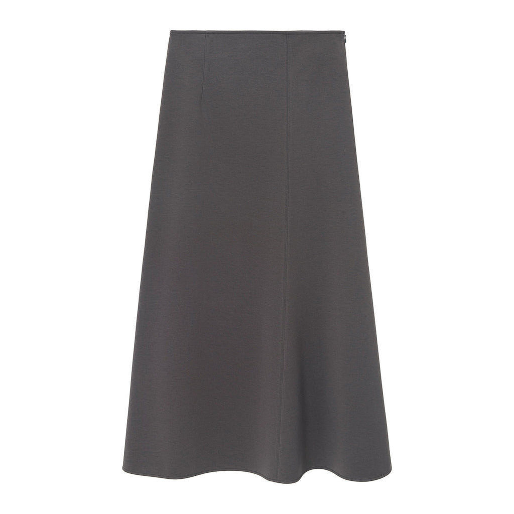 Smooth-Textured Flared Maxi Skirt