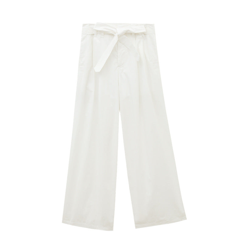 Crisp Cotton Wide-Leg Trousers