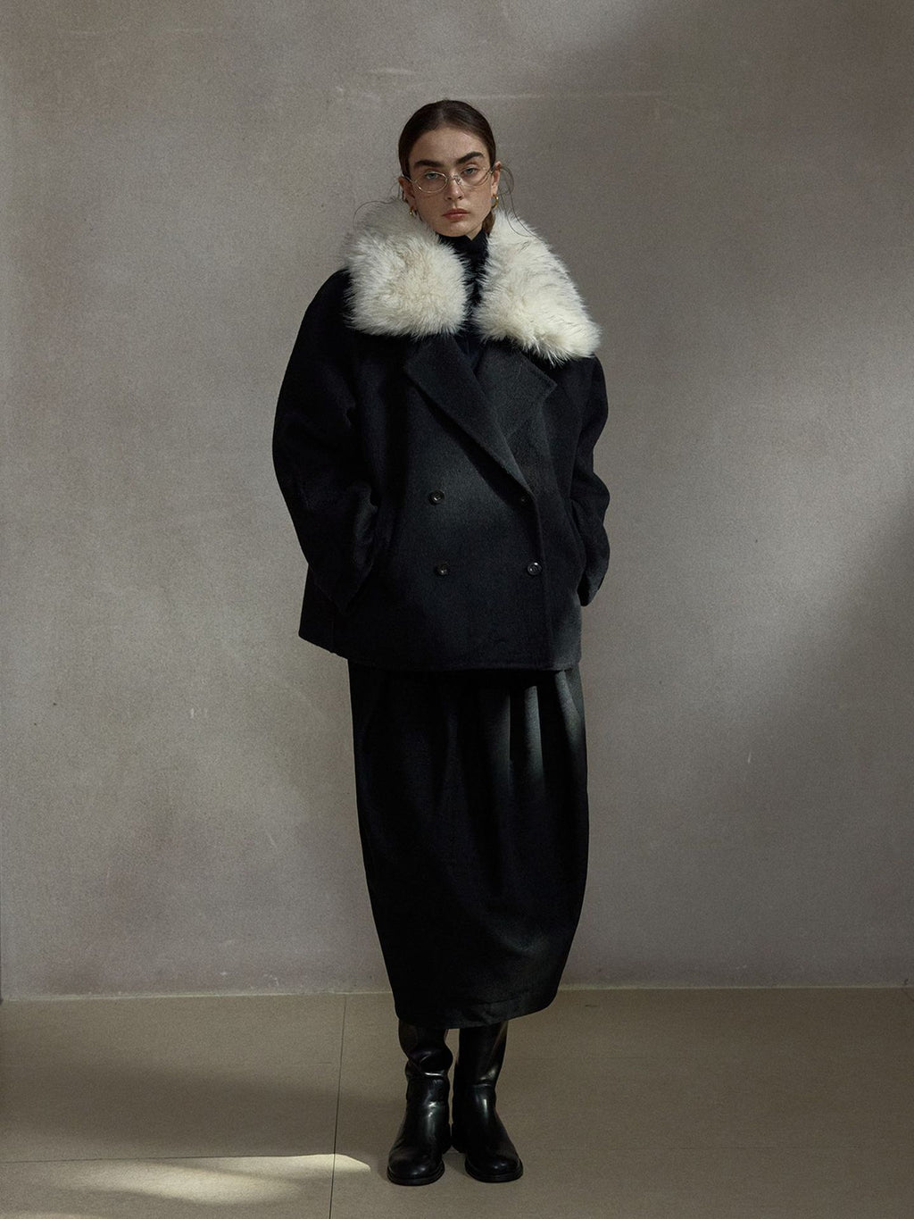 Merino Wool Large Collar Coat