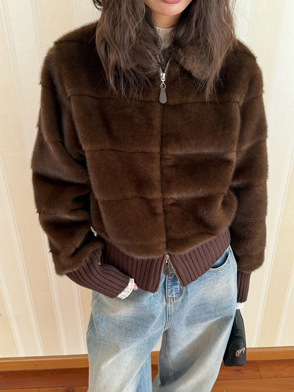 Plush Knitted Patchwork Jacket