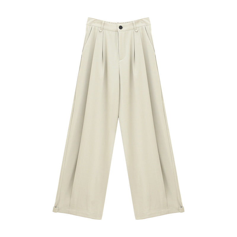 High Waist Pleated Straight Leg Trousers