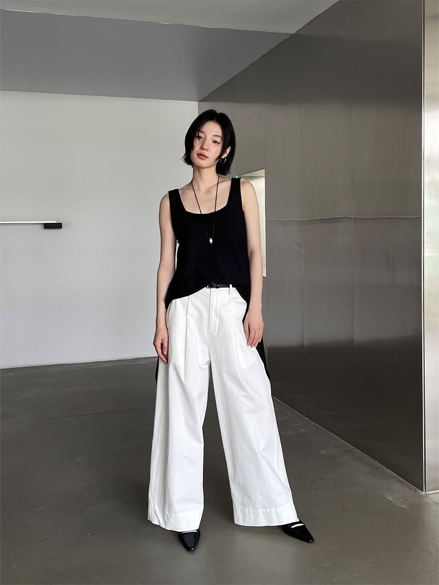 High-Waist Wide-Leg Loose Pleated Pants