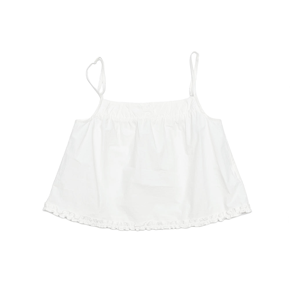 Cotton Buttoned Square Neck Tank Top