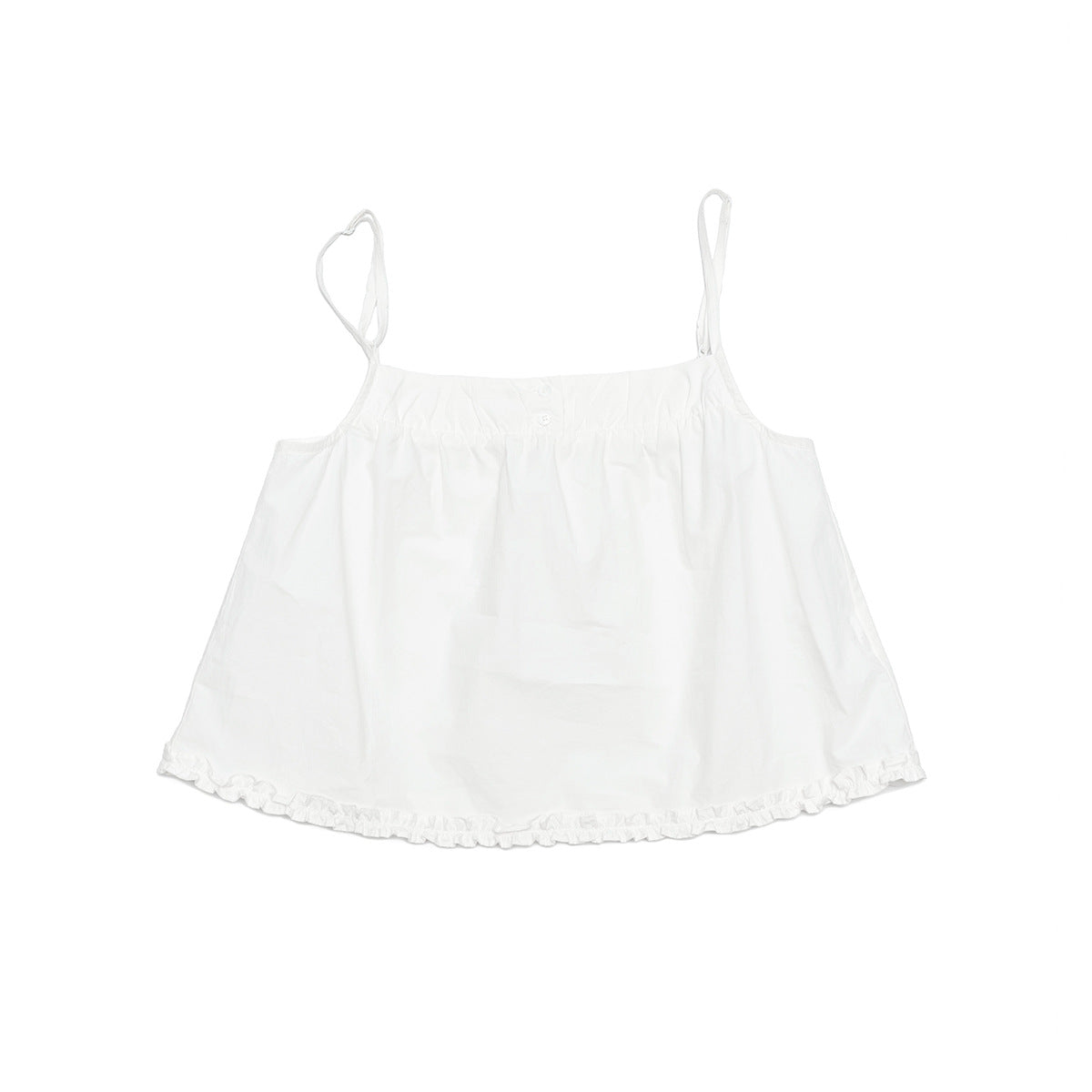 Cotton Buttoned Square Neck Tank Top