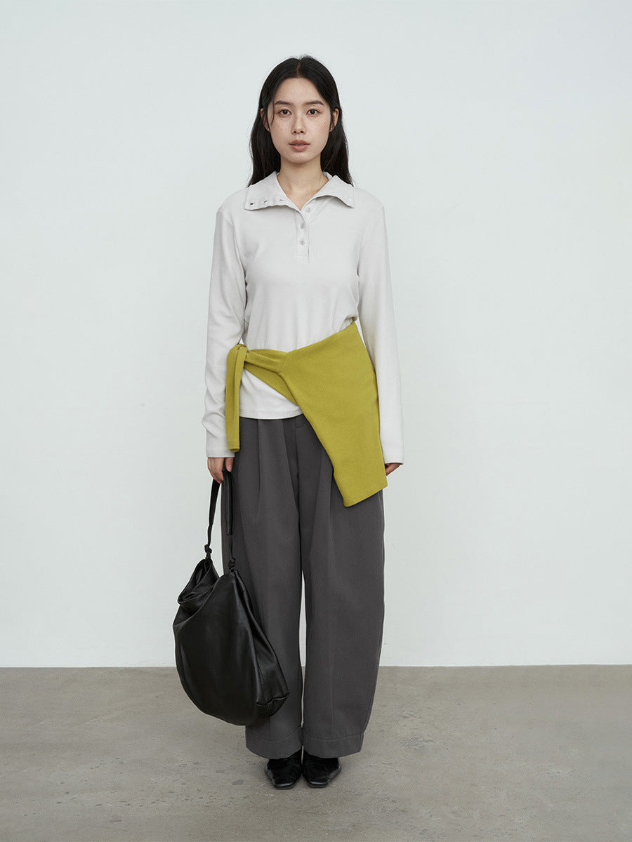 Tailored Wide-Leg Pleated Trousers