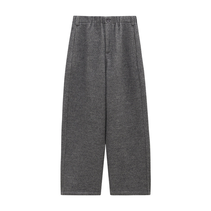 Thickened Warm Relaxed Wool Straight Leg Casual Pants