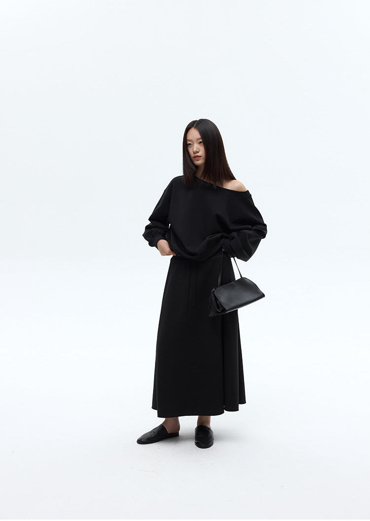 Stretchy A-Line Maxi Skirt